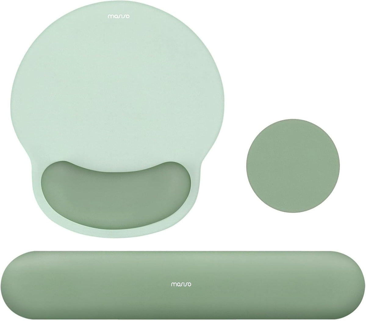 MOSISO Wrist Rest Support for Mouse Pad&Keyboard Set, Circle Curved Ergonomic Mousepad&Coaster Non-Slip Base Home/Office Pain Relief&Easy Typing Pad with Soft Cloth&Silicone Lining
