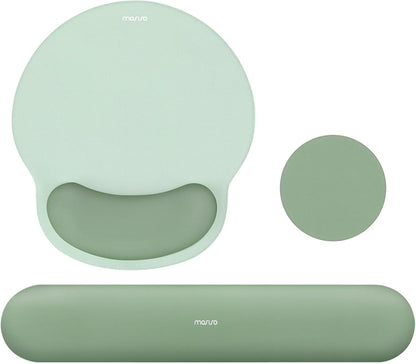 MOSISO Wrist Rest Support for Mouse Pad&Keyboard Set, Circle Curved Ergonomic Mousepad&Coaster Non-Slip Base Home/Office Pain Relief&Easy Typing Pad with Soft Cloth&Silicone Lining