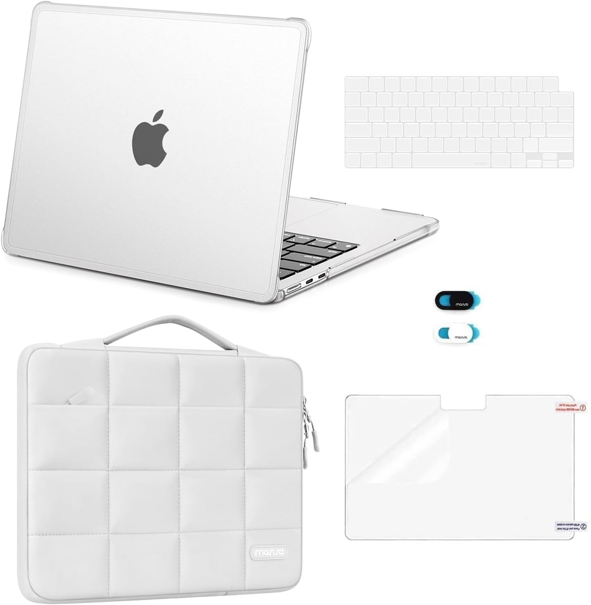 MOSISO 5‑In‑1 Protective Kit for MacBook Air 13‑Inch M2‑M5(A2681/A3113/A3240/A3449),Hard‑Shell,Keyboard‑Covers,Screen‑Film & Webcam‑Cover