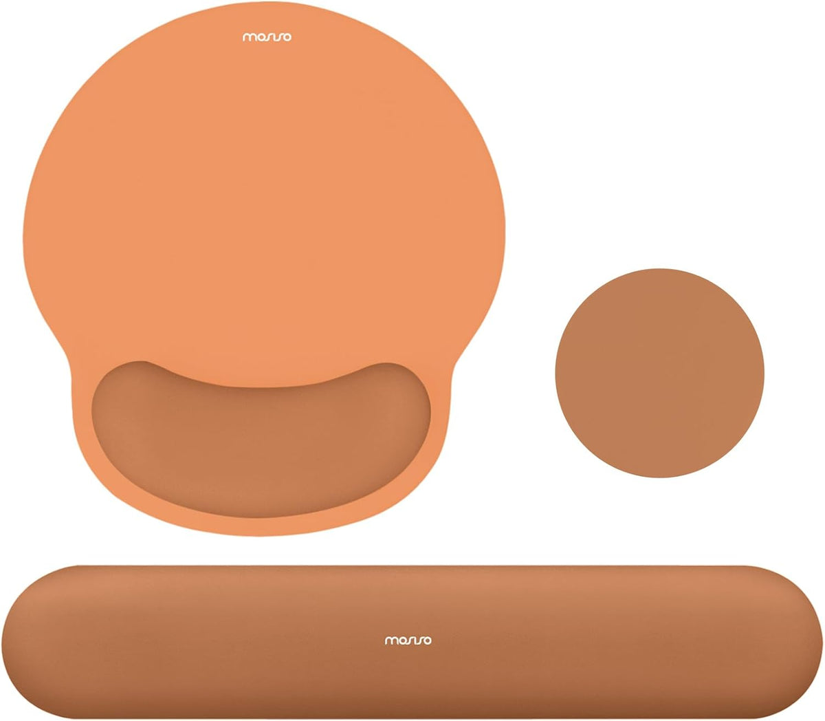 MOSISO Wrist Rest Support for Mouse Pad&Keyboard Set, Circle Curved Ergonomic Mousepad&Coaster Non-Slip Base Home/Office Pain Relief&Easy Typing Pad with Soft Cloth&Silicone Lining