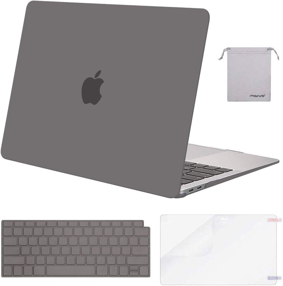MOSISO Compatible with MacBook Air 13 inch Case M1 2018-2021 A2337 A2179 A1932, Protective Hard Shell & Keyboard Cover & Screen Film & Pouch