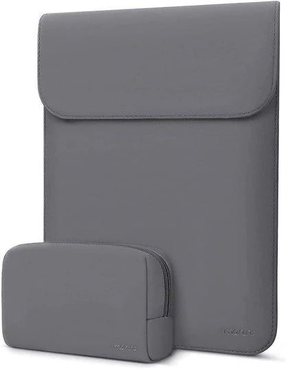 MOSISO Faux Suede Magnetic Laptop Sleeve 2-in-1 Kit with Matching Accessory Pouch, Fits 13–13.3 Inch MacBook Neo Air Pro Notebook