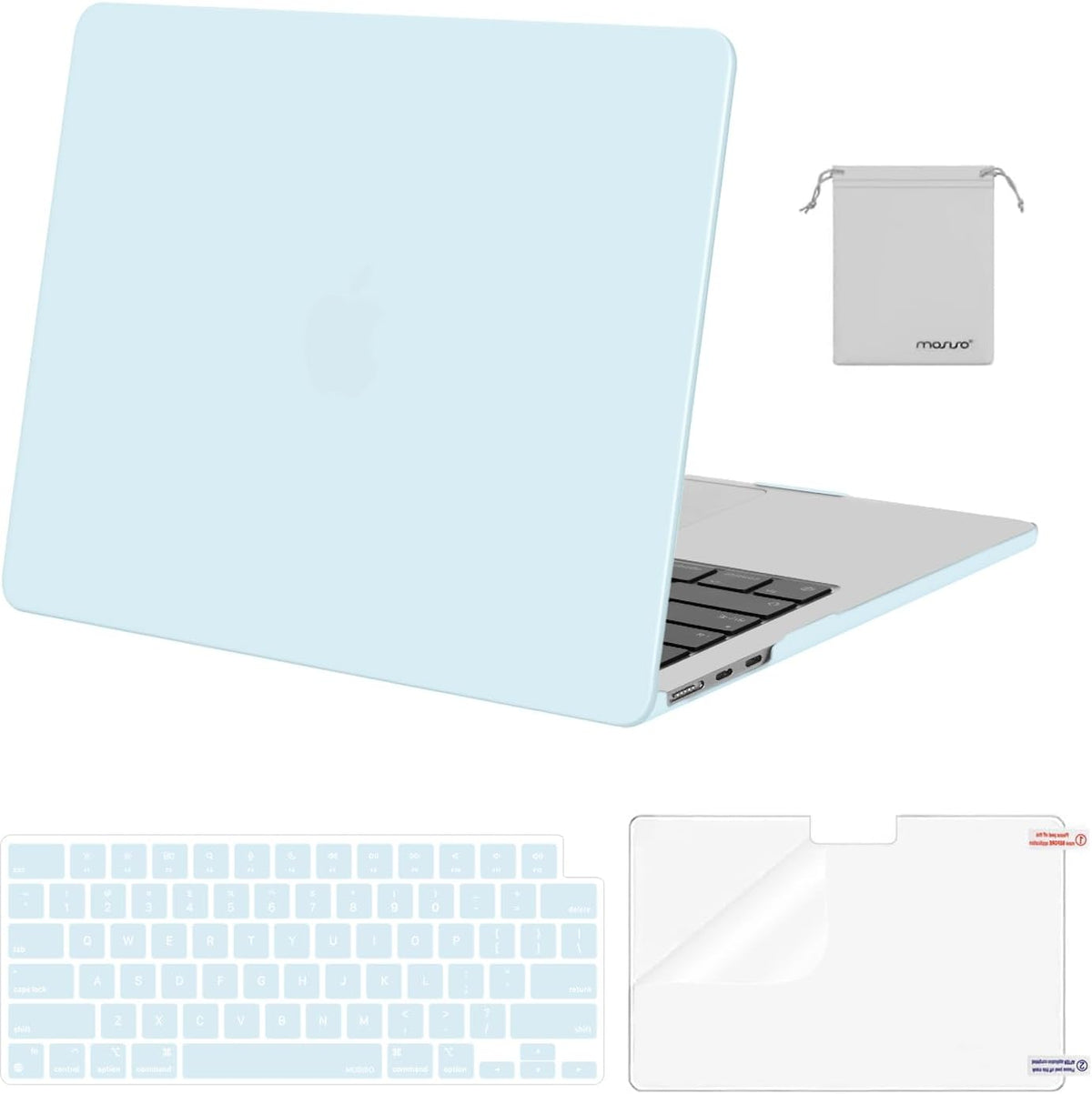 MOSISO Compatible with MacBook Air 13 inch Case M2-M5 2022-2026 A3449 A3240 A3113 A2681, 4 in 1 Protective Kit: Hard Shell, Keyboard Cover, Screen Film & Storage Pouch