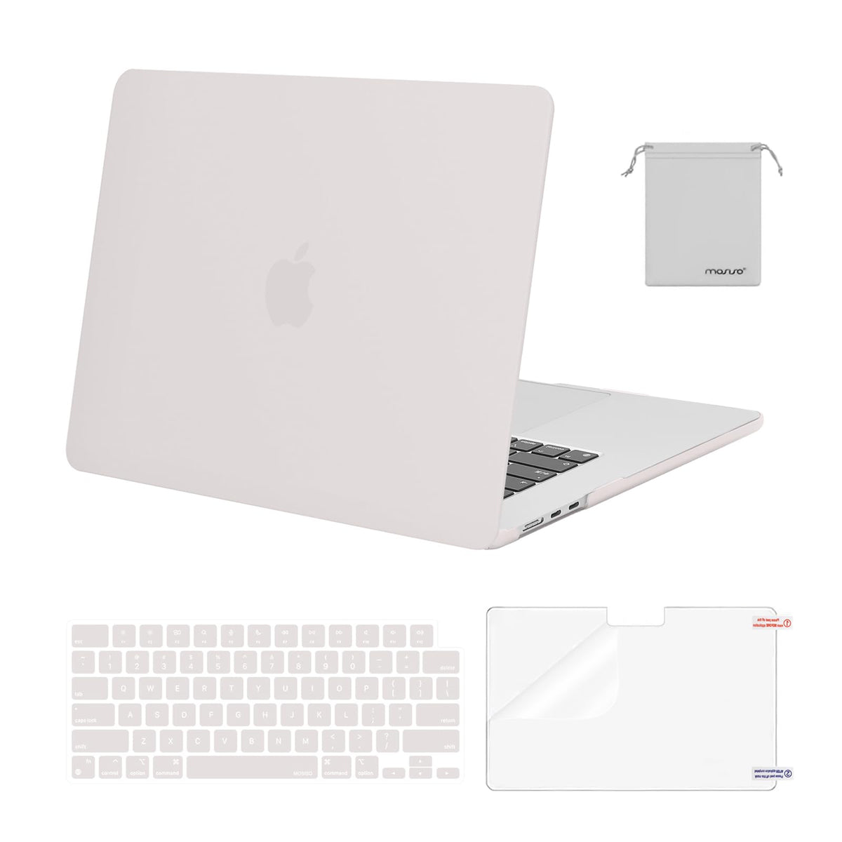 MOSISO Compatible with MacBook Air 15 inch Case M4 M3 M2 2025 2024 2023 Release A3241 A3114 A2941 with Touch ID, Plastic Hard Shell Case&Keyboard Cover&Screen Protector&Storage Bag, Crystal Clear