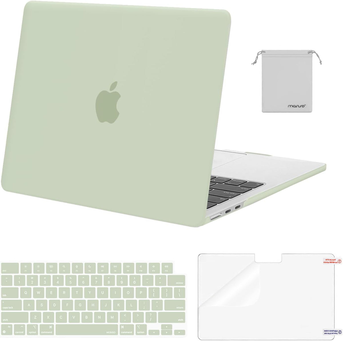 MOSISO Compatible with MacBook Air 13 inch Case M2-M5 2022-2026 A3449 A3240 A3113 A2681, 4 in 1 Protective Kit: Hard Shell, Keyboard Cover, Screen Film & Storage Pouch