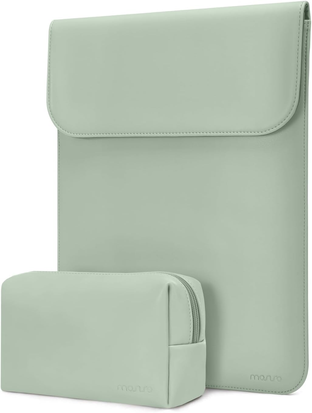 MOSISO Faux Suede Magnetic Laptop Sleeve 2-in-1 Kit with Matching Accessory Pouch, Fits 13–13.3 Inch MacBook Neo Air Pro Notebook