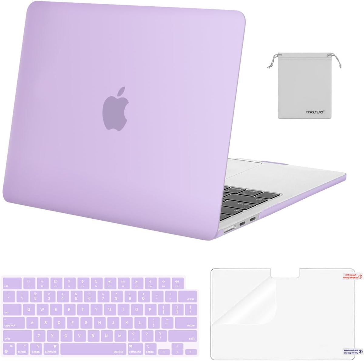 MOSISO Compatible with MacBook Air 13 inch Case M2-M5 2022-2026 A3449 A3240 A3113 A2681, 4 in 1 Protective Kit: Hard Shell, Keyboard Cover, Screen Film & Storage Pouch