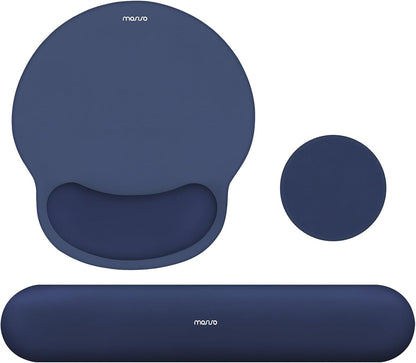 MOSISO Wrist Rest Support for Mouse Pad&Keyboard Set, Circle Curved Ergonomic Mousepad&Coaster Non-Slip Base Home/Office Pain Relief&Easy Typing Pad with Soft Cloth&Silicone Lining