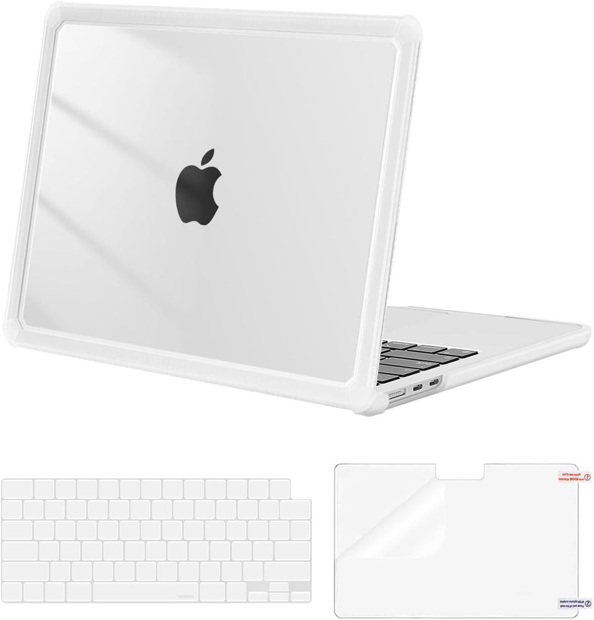 MOSISO Hard Case Compatible with MacBook Air 13 M2-M5 2022-2026, 3 in 1 Heavy Duty Crack Resistant Protective Cover with TPU Bumper