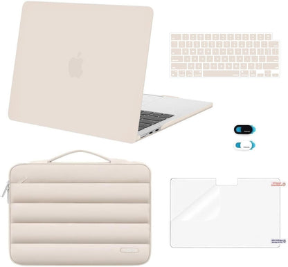 MOSISO Compatible with MacBook Air 13 inch Case M2-M5 2022-2026 A3449 A3240 A3113 A2681, 5 in 1 Protective Kit: Hard Case, Puffy Bag, Keyboard Cover, Webcam Cover & Screen Film