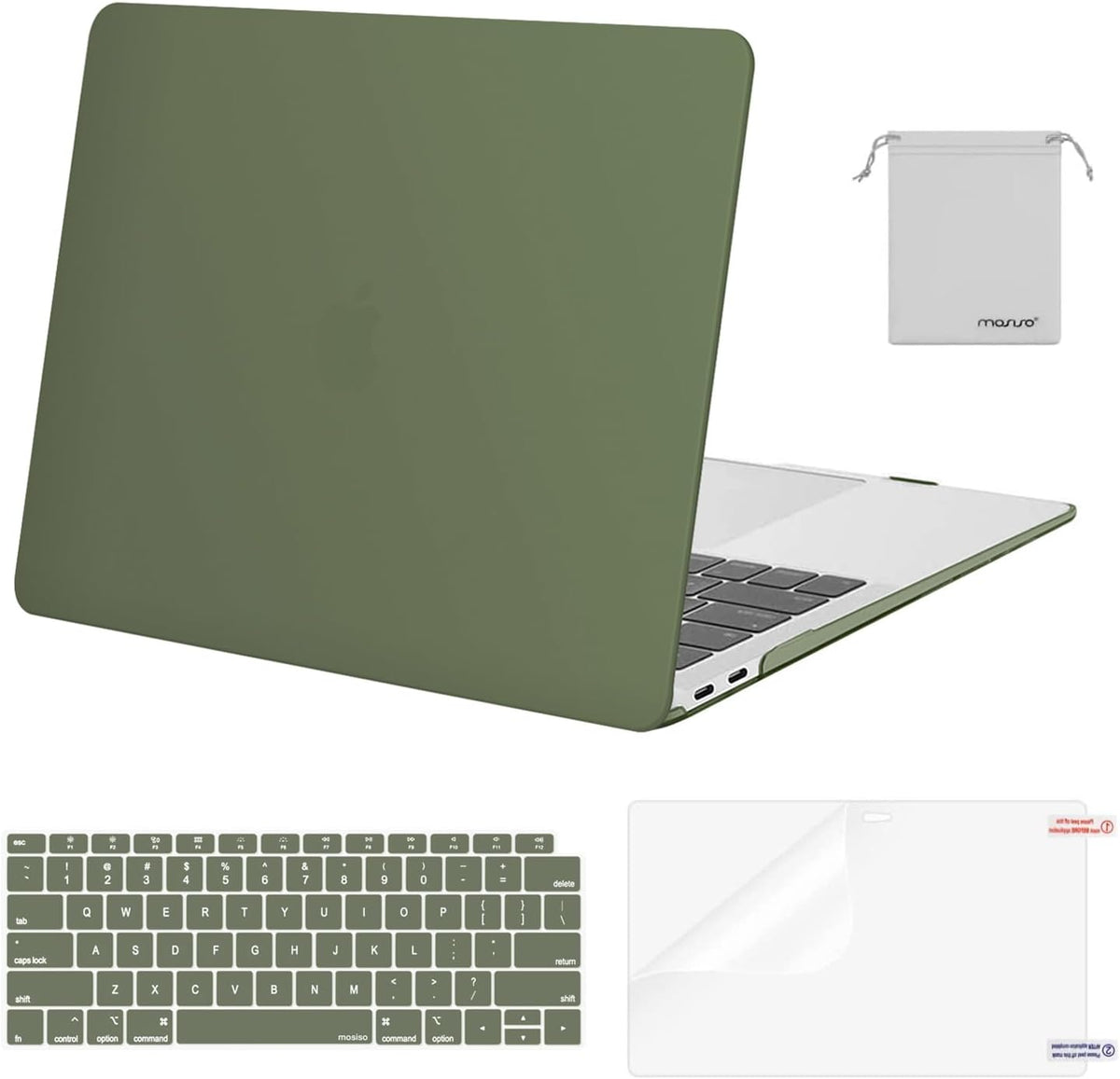 MOSISO Compatible with MacBook Air 13 inch Case M1 2018-2021 A2337 A2179 A1932, Protective Hard Shell & Keyboard Cover & Screen Film & Pouch