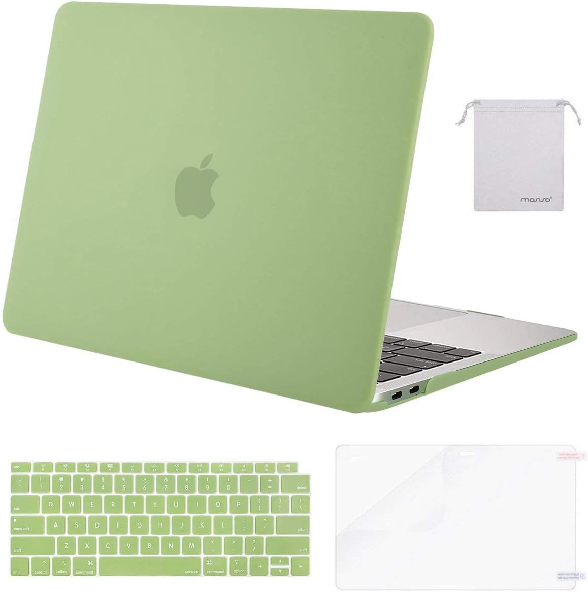 MOSISO Compatible with MacBook Air 13 inch Case M1 2018-2021 A2337 A2179 A1932, Protective Hard Shell & Keyboard Cover & Screen Film & Pouch