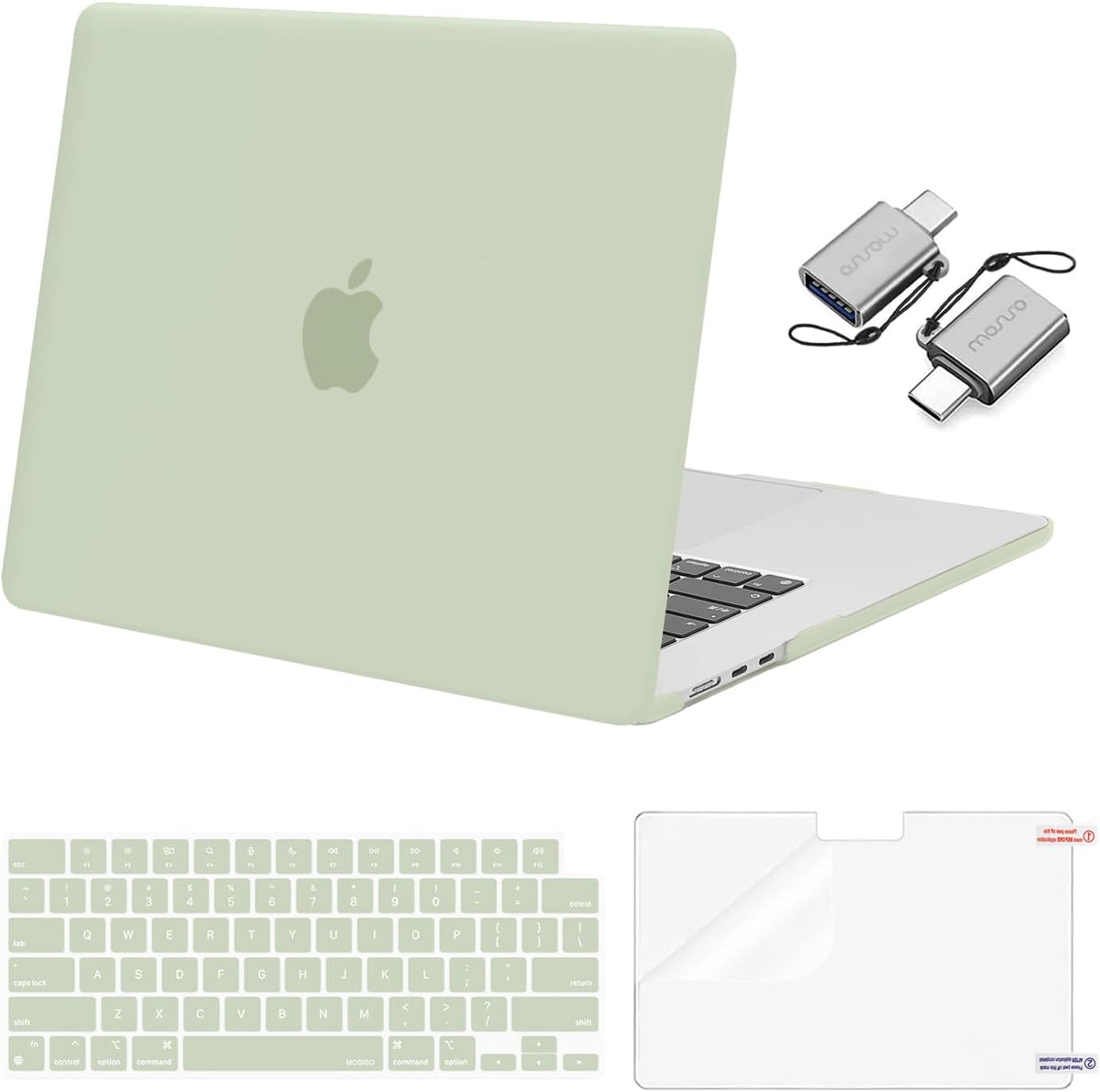 MOSISO Compatible with MacBook Air 15 inch Case M5-M2 2026-2023 A3448 A3241 A3114 A2941, Hard Shell&Keyboard Cover&Screen Film&Type C, Great for Study Travel Work