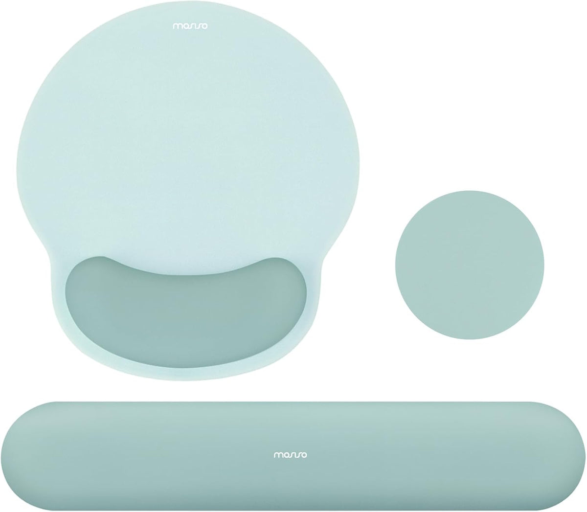 MOSISO Wrist Rest Support for Mouse Pad&Keyboard Set, Circle Curved Ergonomic Mousepad&Coaster Non-Slip Base Home/Office Pain Relief&Easy Typing Pad with Soft Cloth&Silicone Lining