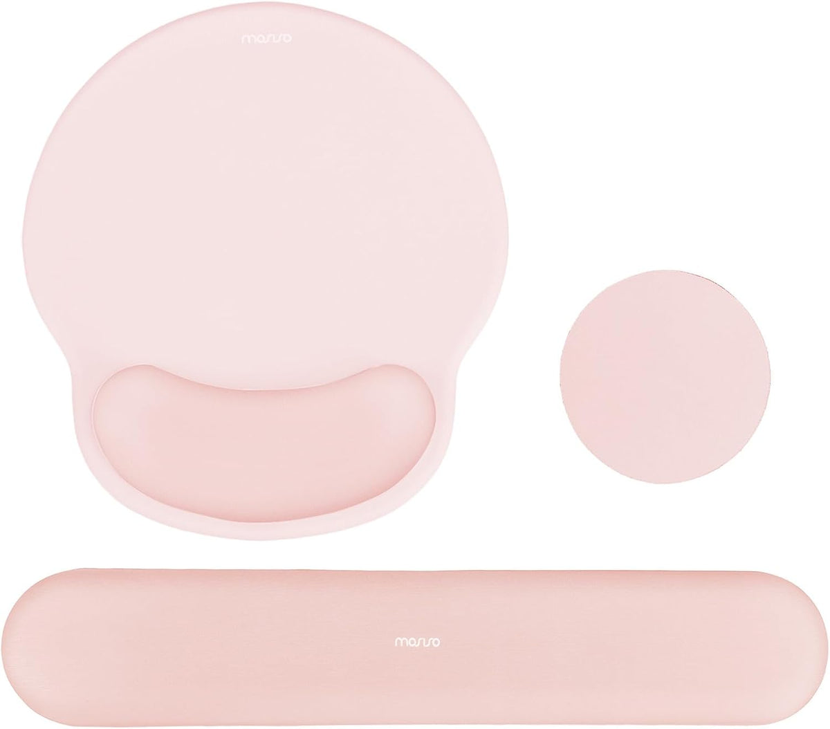 MOSISO Wrist Rest Support for Mouse Pad&Keyboard Set, Circle Curved Ergonomic Mousepad&Coaster Non-Slip Base Home/Office Pain Relief&Easy Typing Pad with Soft Cloth&Silicone Lining