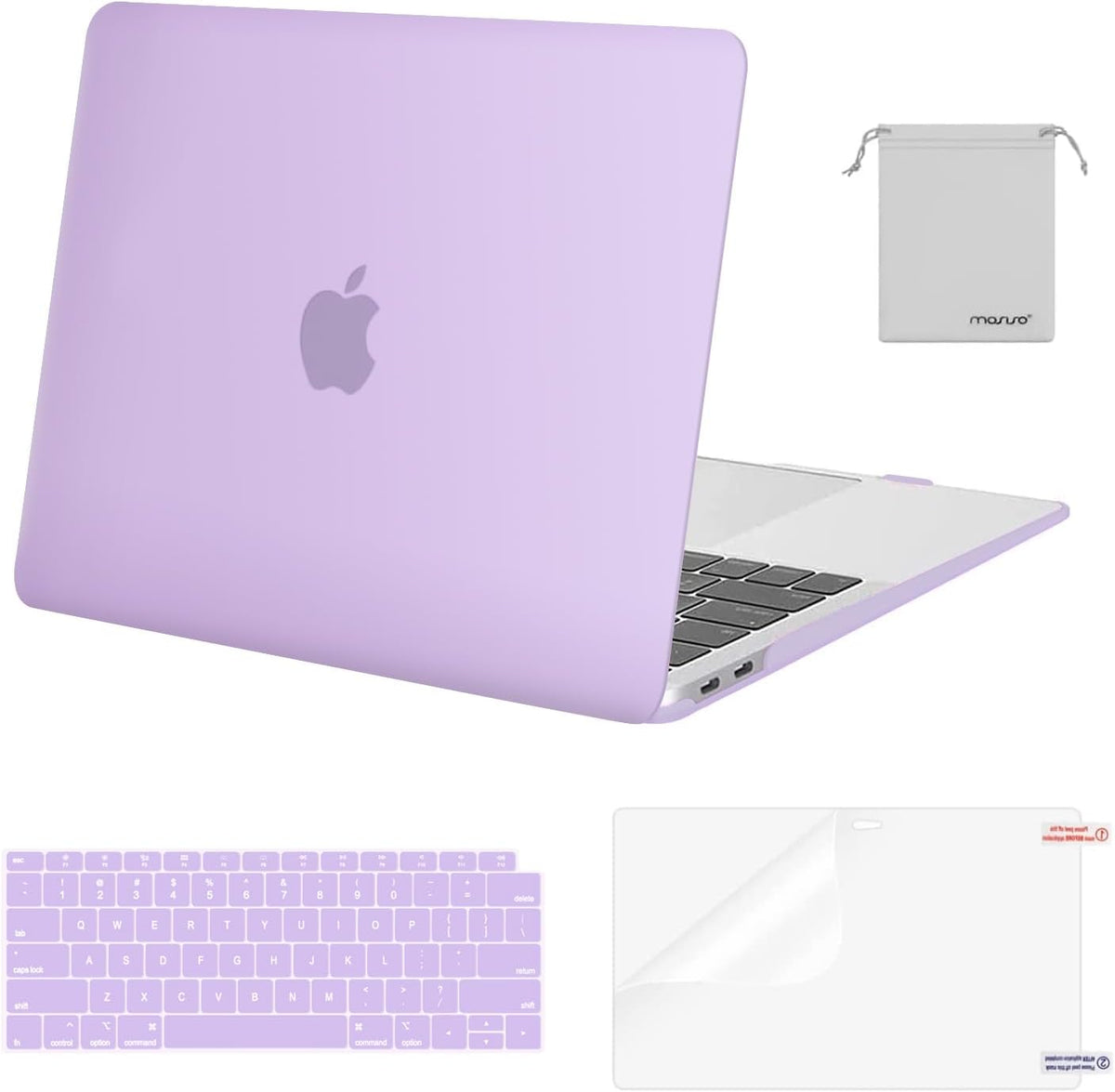MOSISO Compatible with MacBook Air 13 inch Case M1 2018-2021 A2337 A2179 A1932, Protective Hard Shell & Keyboard Cover & Screen Film & Pouch