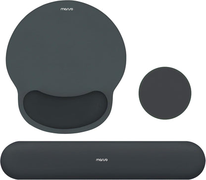 MOSISO Wrist Rest Support for Mouse Pad&Keyboard Set, Circle Curved Ergonomic Mousepad&Coaster Non-Slip Base Home/Office Pain Relief&Easy Typing Pad with Soft Cloth&Silicone Lining