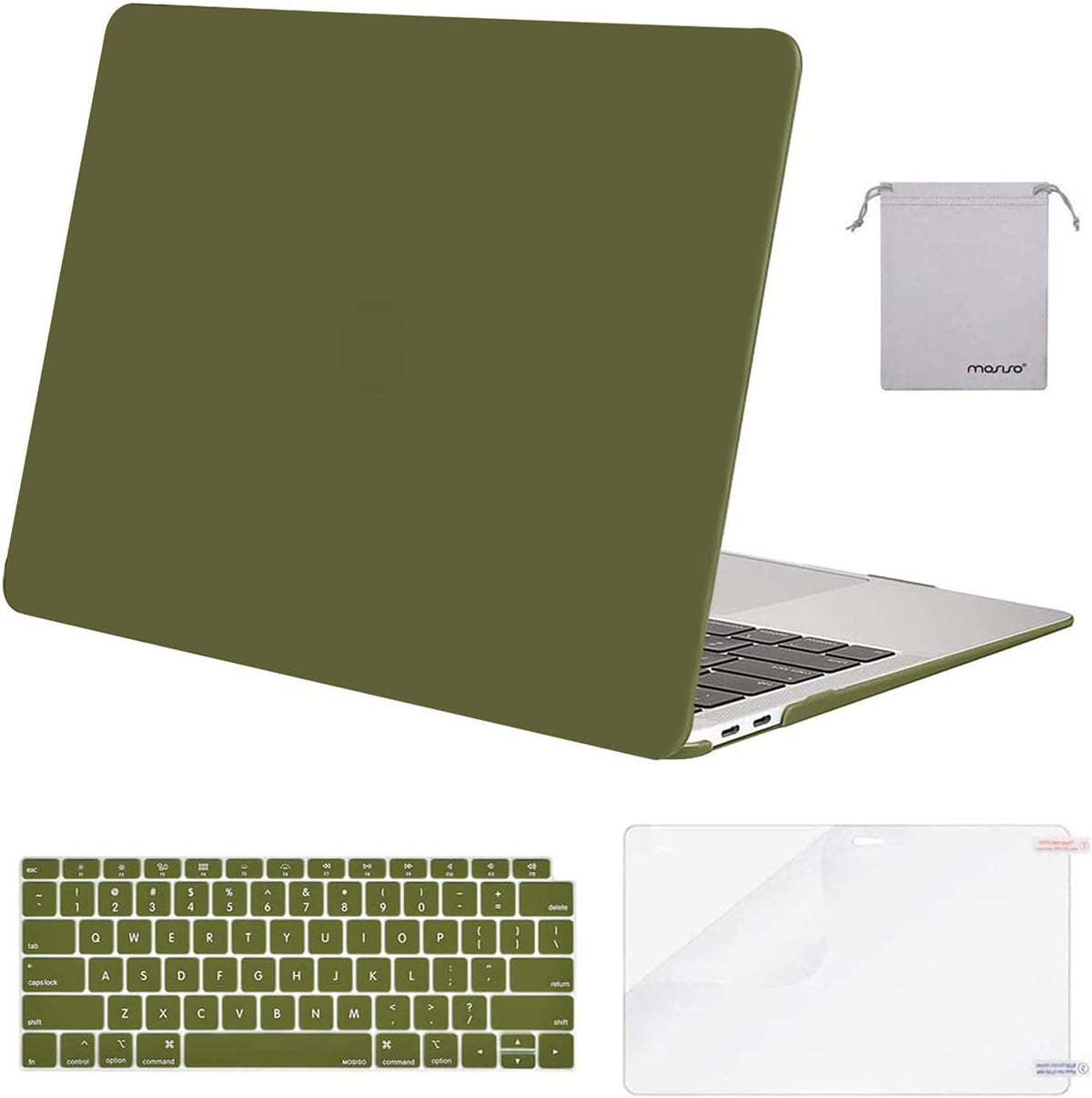 MOSISO Compatible with MacBook Air 13 inch Case M1 2018-2021 A2337 A2179 A1932, Protective Hard Shell & Keyboard Cover & Screen Film & Pouch