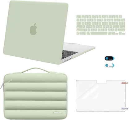 MOSISO Compatible with MacBook Air 13 inch Case M2-M5 2022-2026 A3449 A3240 A3113 A2681, 5 in 1 Protective Kit: Hard Case, Puffy Bag, Keyboard Cover, Webcam Cover & Screen Film