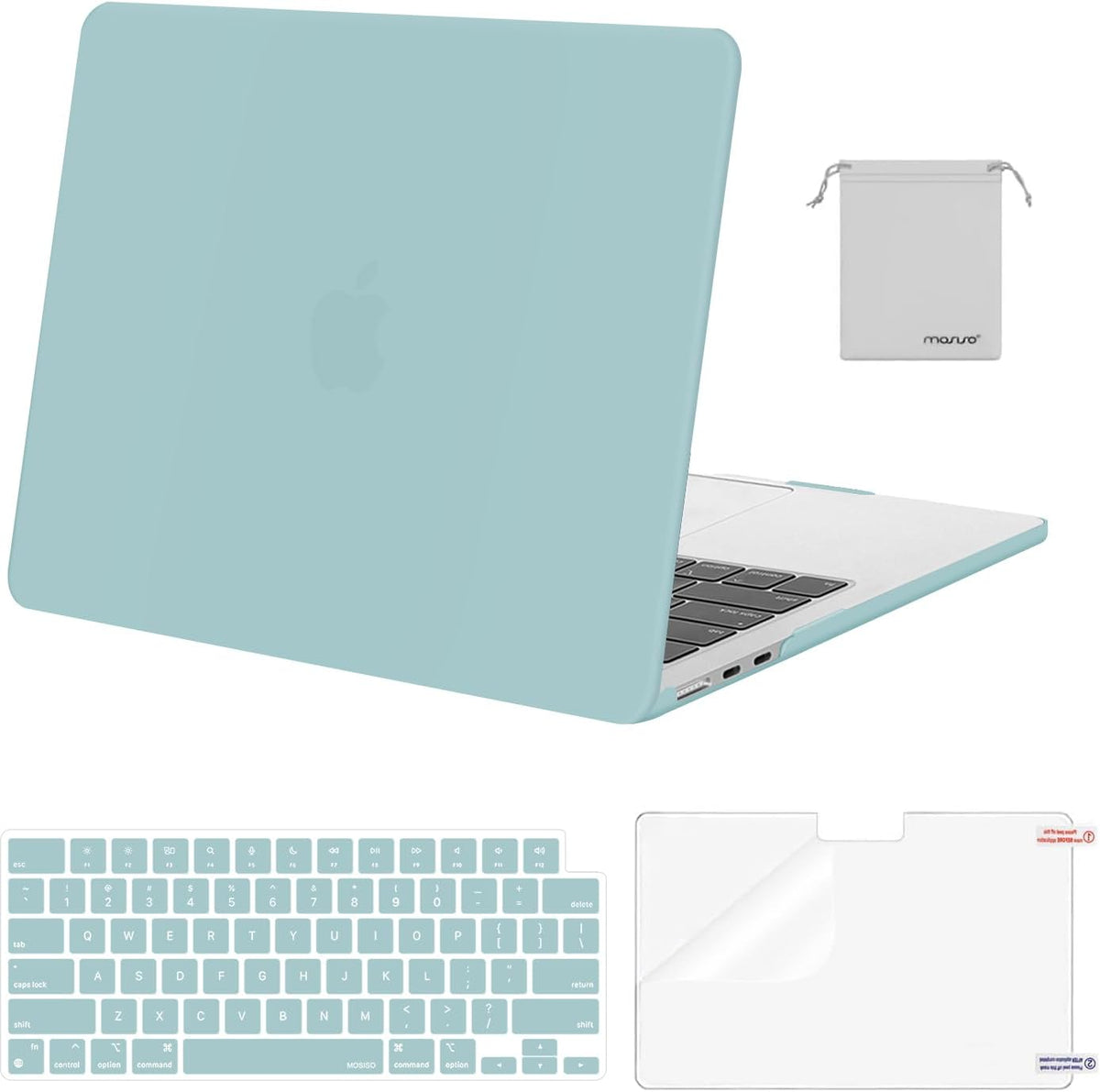 MOSISO Compatible with MacBook Air 13 inch Case M2-M5 2022-2026 A3449 A3240 A3113 A2681, 4 in 1 Protective Kit: Hard Shell, Keyboard Cover, Screen Film & Storage Pouch