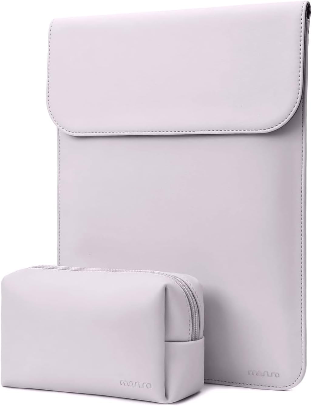MOSISO Faux Suede Magnetic Laptop Sleeve 2-in-1 Kit with Matching Accessory Pouch, Fits 13–13.3 Inch MacBook Neo Air Pro Notebook