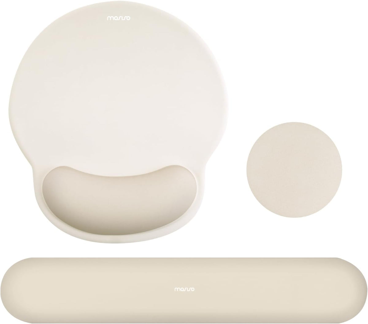MOSISO Wrist Rest Support for Mouse Pad&Keyboard Set, Circle Curved Ergonomic Mousepad&Coaster Non-Slip Base Home/Office Pain Relief&Easy Typing Pad with Soft Cloth&Silicone Lining
