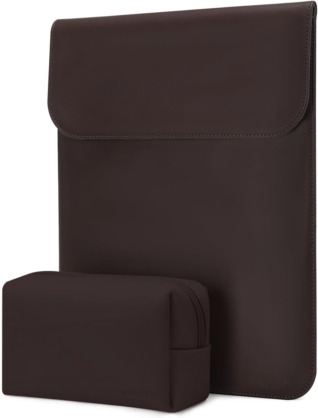 MOSISO Faux Suede Magnetic Laptop Sleeve 2-in-1 Kit with Matching Accessory Pouch, Fits 13–13.3 Inch MacBook Neo Air Pro Notebook
