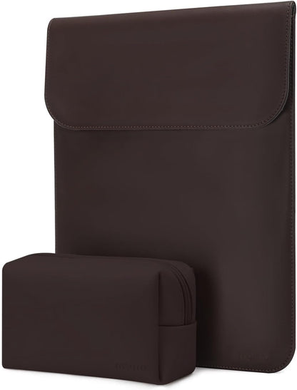 MOSISO Faux Suede Magnetic Laptop Sleeve 2-in-1 Kit with Matching Accessory Pouch, Fits 13–13.3 Inch MacBook Neo Air Pro Notebook
