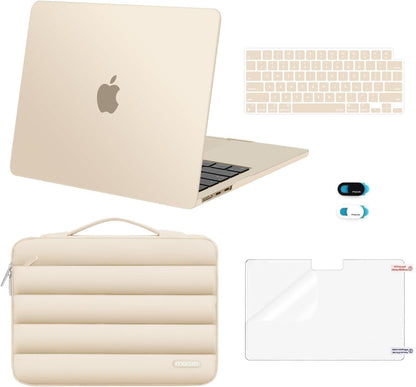 MOSISO Compatible with MacBook Air 13 inch Case M2-M5 2022-2026 A3449 A3240 A3113 A2681, 5 in 1 Protective Kit: Hard Case, Puffy Bag, Keyboard Cover, Webcam Cover & Screen Film