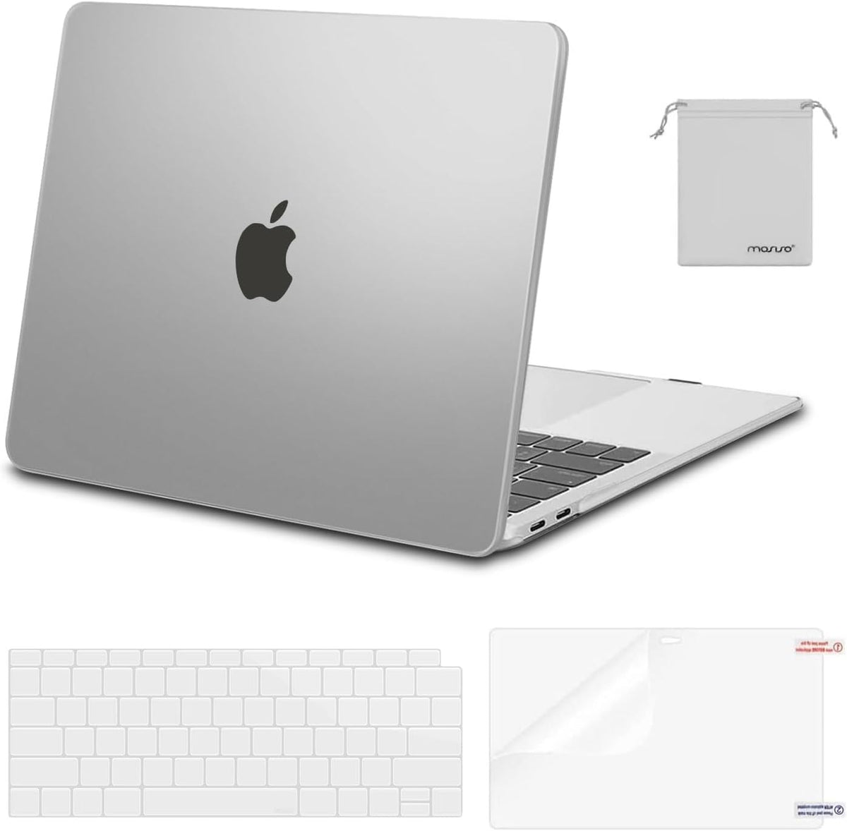 MOSISO Compatible with MacBook Air 13 inch Case M1 2018-2021 A2337 A2179 A1932, Protective Hard Shell & Keyboard Cover & Screen Film & Pouch