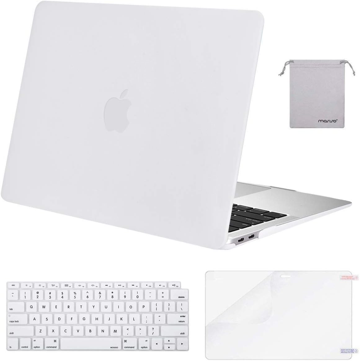 MOSISO Compatible with MacBook Air 13 inch Case M1 2018-2021 A2337 A2179 A1932, Protective Hard Shell & Keyboard Cover & Screen Film & Pouch