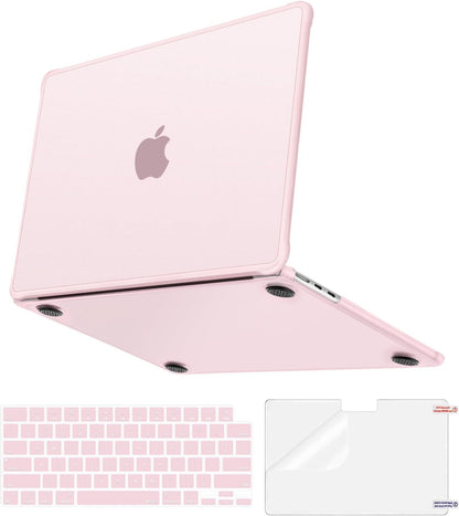 MOSISO Anti-Crack Slimness Case for MacBook Air 13 inch M5 M4 M3 M2 2026-2022 A3449 A3240 A3113 A2681, 3 in 1 Kit Anti-Fingerprints Reinforced TPU Bumper Hard Shell for MacBook Air 13.6, Pink mysite
