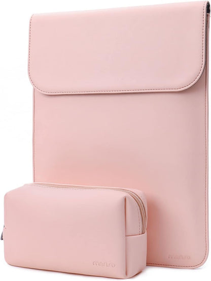 MOSISO Faux Suede Magnetic Laptop Sleeve 2-in-1 Kit with Matching Accessory Pouch, Fits 13–13.3 Inch MacBook Neo Air Pro Notebook