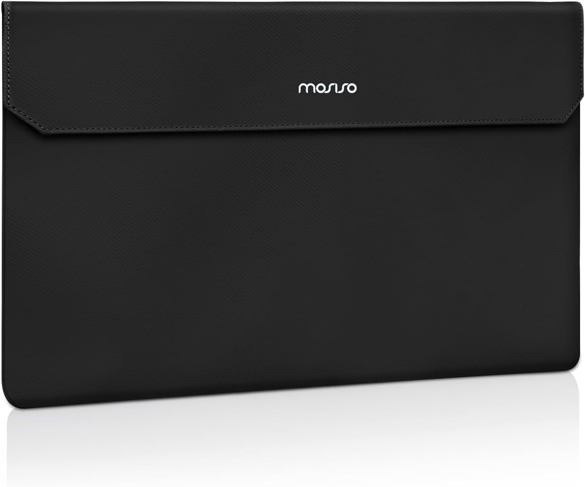 MOSISO Portable Monitor Case Sleeve 16.1 inch, Carrying Case for Most 15.6-16.1 inch Portable Travel Display Monitor Laptop, PU Leather Laptop Display Bag with Front Pocket