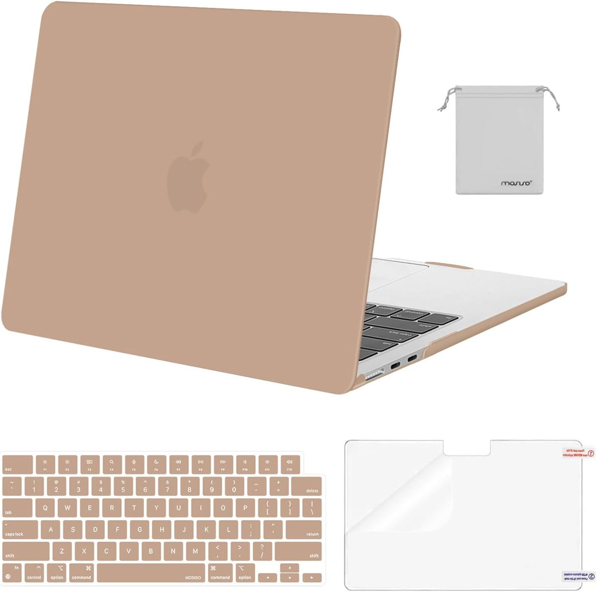 MOSISO Compatible with MacBook Air 13 inch Case M2-M5 2022-2026 A3449 A3240 A3113 A2681, 4 in 1 Protective Kit: Hard Shell, Keyboard Cover, Screen Film & Storage Pouch