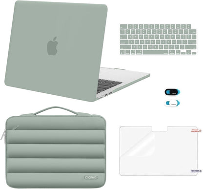 MOSISO Compatible with MacBook Air 13 inch Case M2-M5 2022-2026 A3449 A3240 A3113 A2681, 5 in 1 Protective Kit: Hard Case, Puffy Bag, Keyboard Cover, Webcam Cover & Screen Film