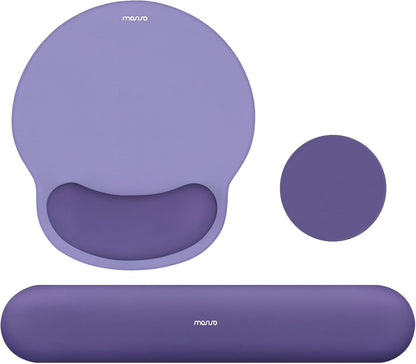 MOSISO Wrist Rest Support for Mouse Pad&Keyboard Set, Circle Curved Ergonomic Mousepad&Coaster Non-Slip Base Home/Office Pain Relief&Easy Typing Pad with Soft Cloth&Silicone Lining