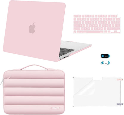 MOSISO Compatible with MacBook Air 13 inch Case M2-M5 2022-2026 A3449 A3240 A3113 A2681, 5 in 1 Protective Kit: Hard Case, Puffy Bag, Keyboard Cover, Webcam Cover & Screen Film