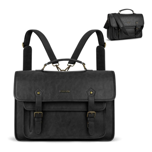 MOSISO 3-in-1 PU Leather Laptop Bag, Multi-Pocket Waterproof Backpack, Fits 15.6–17.3 Inch MacBook HP Dell Lenovo Notebook