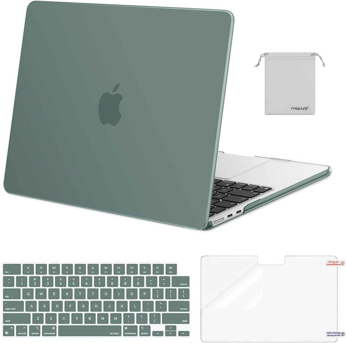 MOSISO Compatible with MacBook Air 13 inch Case M2-M5 2022-2026 A3449 A3240 A3113 A2681, 4 in 1 Protective Kit: Hard Shell, Keyboard Cover, Screen Film & Storage Pouch