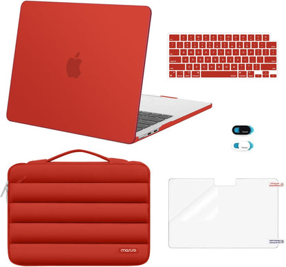 MOSISO Compatible with MacBook Air 13 inch Case M2-M5 2022-2026 A3449 A3240 A3113 A2681, 5 in 1 Protective Kit: Hard Case, Puffy Bag, Keyboard Cover, Webcam Cover & Screen Film