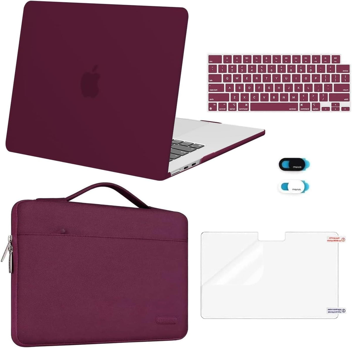 MOSISO Compatible with MacBook Air 13 inch Case M2-M5 2022-2026 A3449 A3240 A3113 A2681, Hard Shell, Sleeve Bag, Keyboard Skin, Webcam Cover & Screen Film