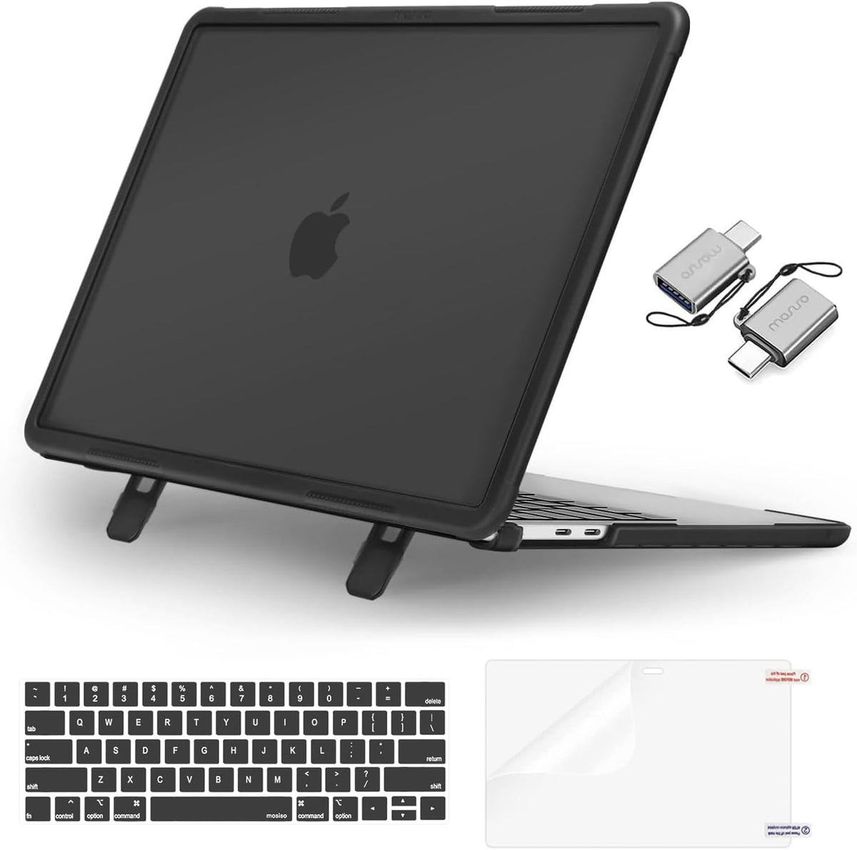 MOSISO Compatible with MacBook Pro 13 inch Case M2/M1 Heavy Duty Plastic Hard Case with Kickstand&Keyboard Skin&Screen Film&Type C