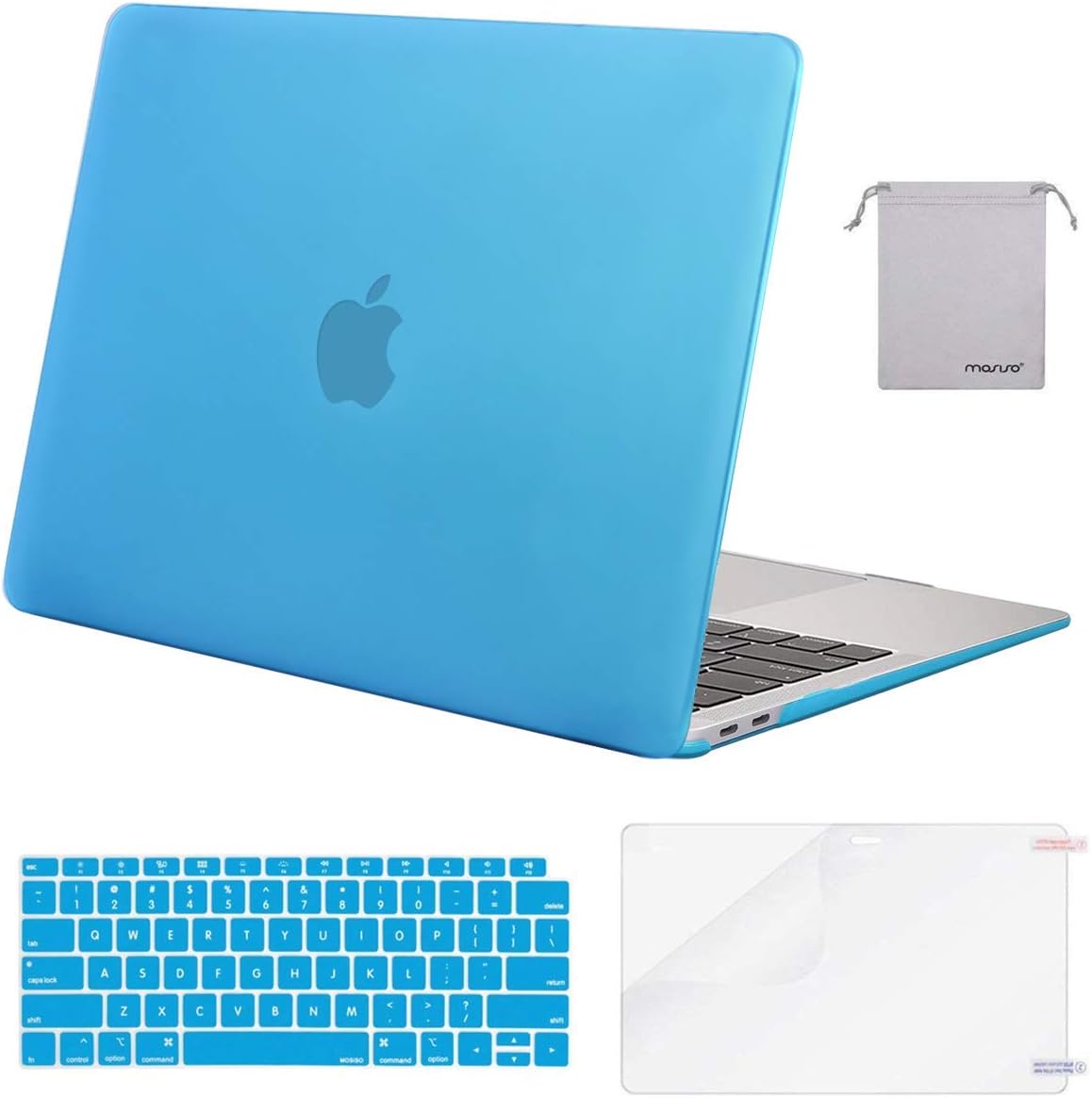 MOSISO Compatible with MacBook Air 13 inch Case M1 2018-2021 A2337 A2179 A1932, Protective Hard Shell & Keyboard Cover & Screen Film & Pouch