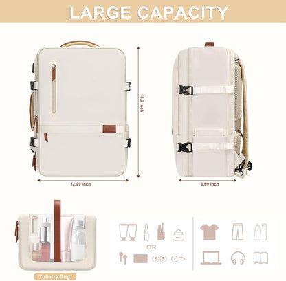 MOSISO 40L Airline Approved Carry On Backpack, Fits 17.3 Inch Laptops with USB Port, Hidden Straps, Shoe Compartment & Matching Clear Toiletry Pouch