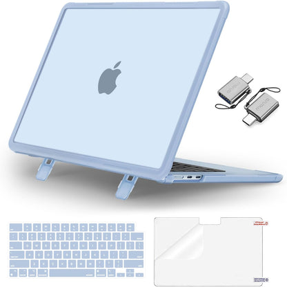 MOSISO 4‑in‑1 Matte Hard‑Shell Kit for MacBook Air 15‑Inch, Foldable Kickstand, Includes Shell, Keyboard Cover, Screen Film & USB‑C Adapters