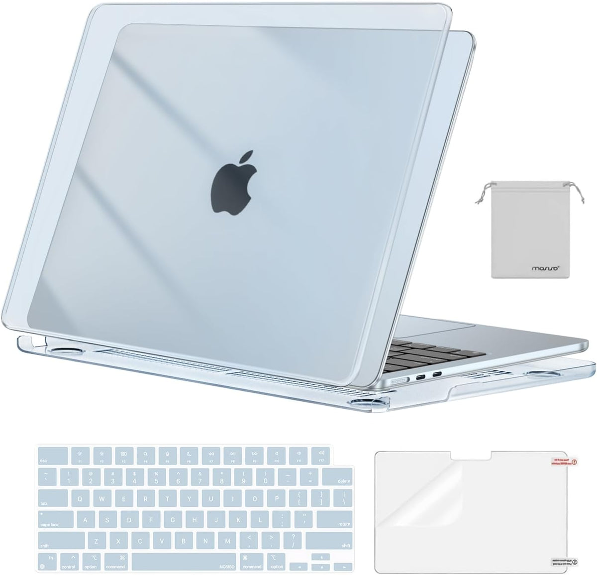 MOSISO Compatible with MacBook Air 13 inch Case M2-M5 2022-2026 A3449 A3240 A3113 A2681, 4 in 1 Protective Kit: Hard Shell, Keyboard Cover, Screen Film & Storage Pouch