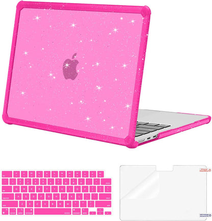 MOSISO Compatible with MacBook Air 13 inch Case M2-M5 2022-2026 A3449 A3240 A3113 A2681, Glitter Hard Case with TPU Bumper, Keyboard Cover & Screen Film