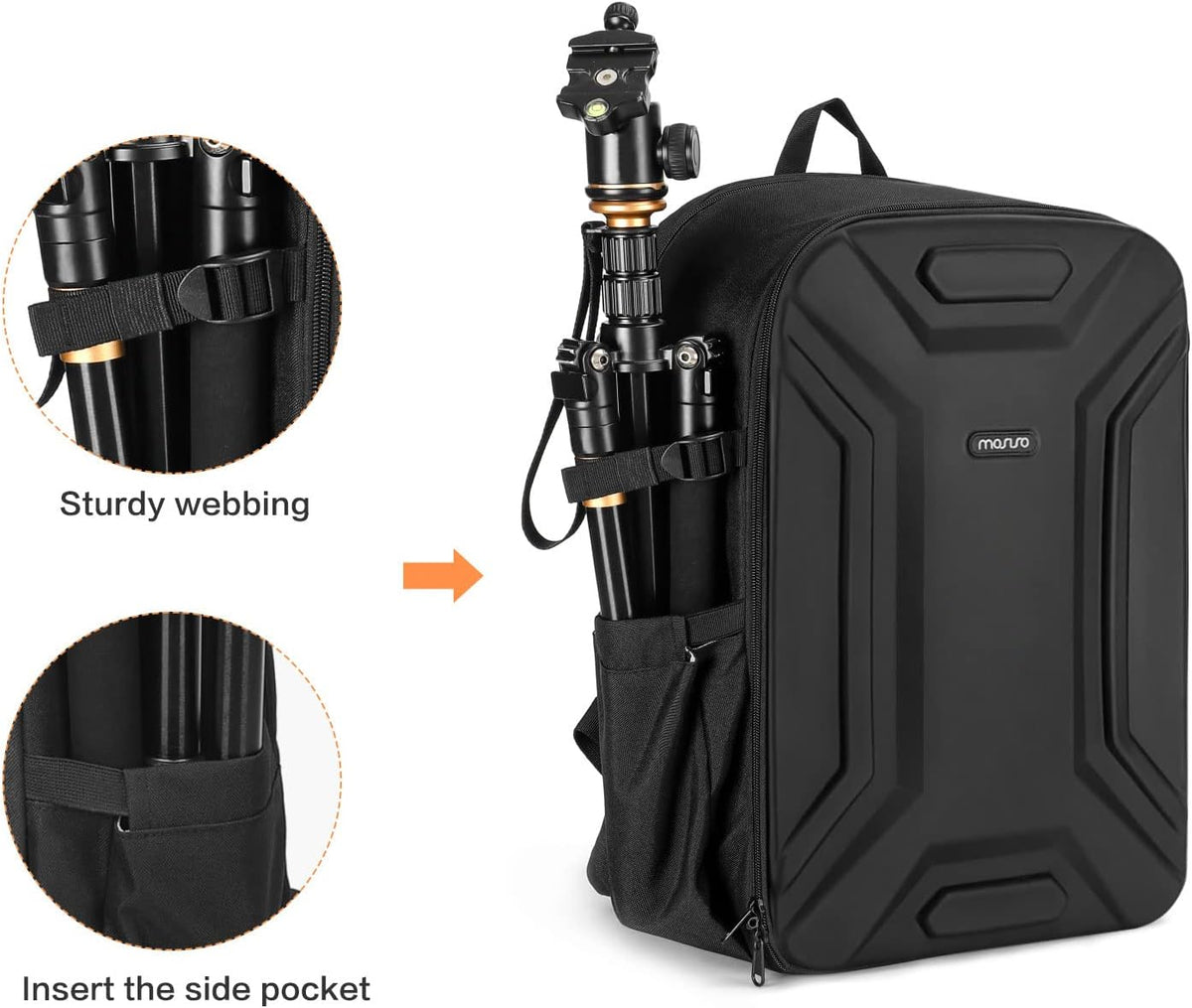 MOSISO Camera Backpack, DSLR/SLR/Mirrorless Camera Bag Waterproof Symmetric Geometric Hard Shell with Tripod Holder&15-16 inch Laptop Compartment Compatible with Canon/Nikon/Sony, Black mysite