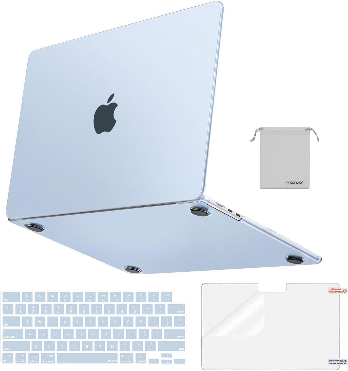 MOSISO Compatible with MacBook Air 13 inch Case M2-M5 2022-2026 A3449 A3240 A3113 A2681, 4 in 1 Matte Hard Shell Kit, Anti-Fingerprint Ultra Thin